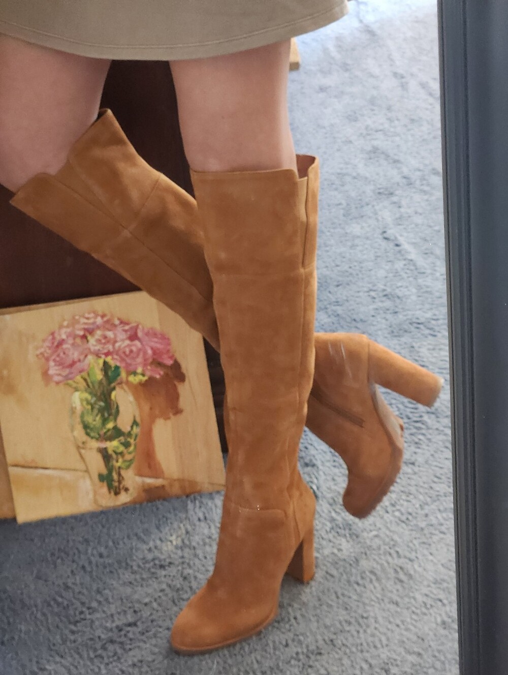 ALDO TALL TAN SUEDE LUG SOLE HEELED BOOTS, EUR 40